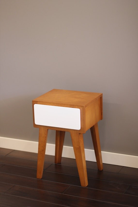 Modern Side Table with Drawer Mid Century Modern Inspired