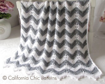 Crochet PATTERN 55 - Crochet Baby Blanket Pattern - Chevron Series - Instant Download PDF Pattern