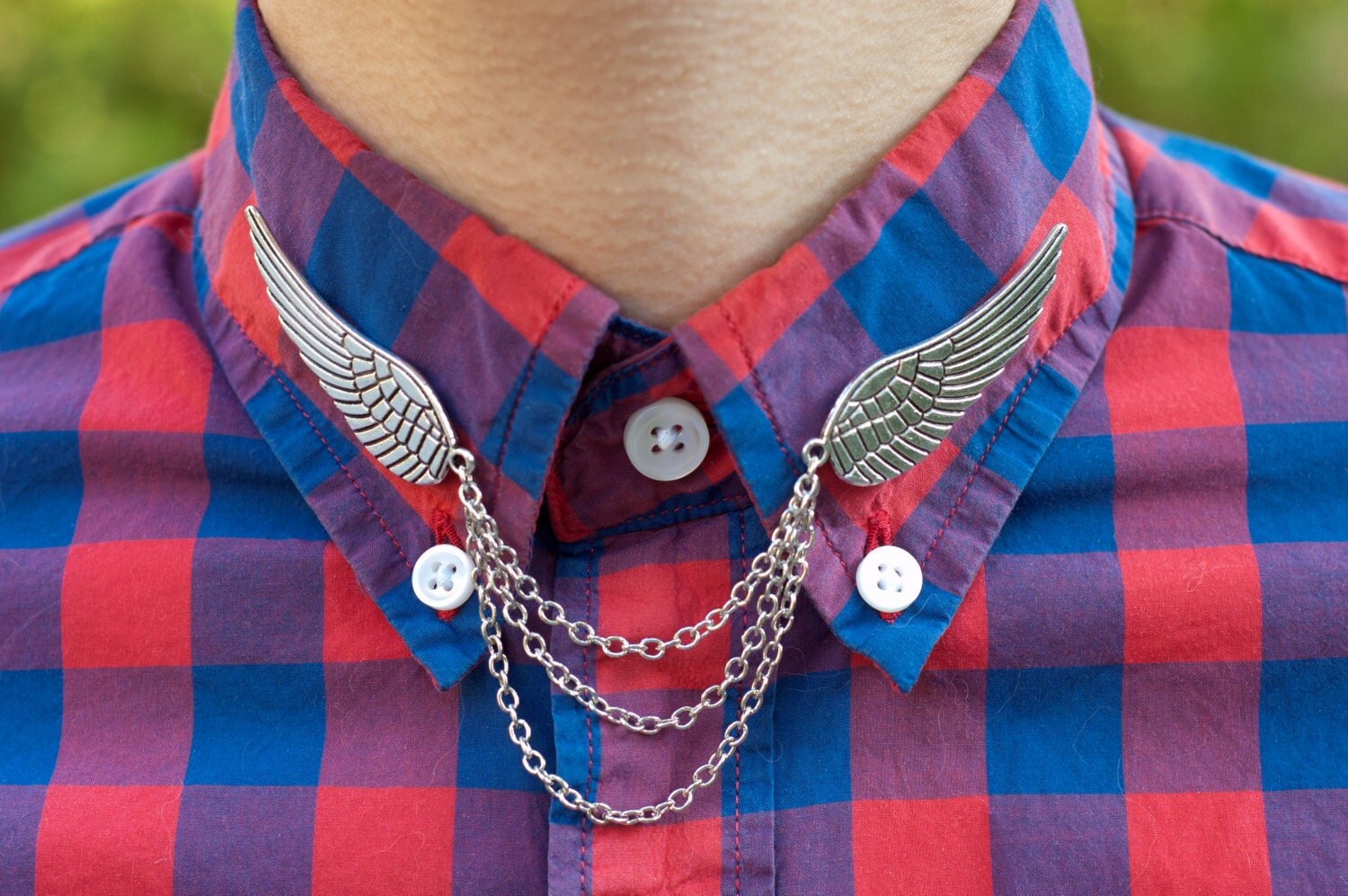 Silver Bird Wing Collar Clip Collar Chain