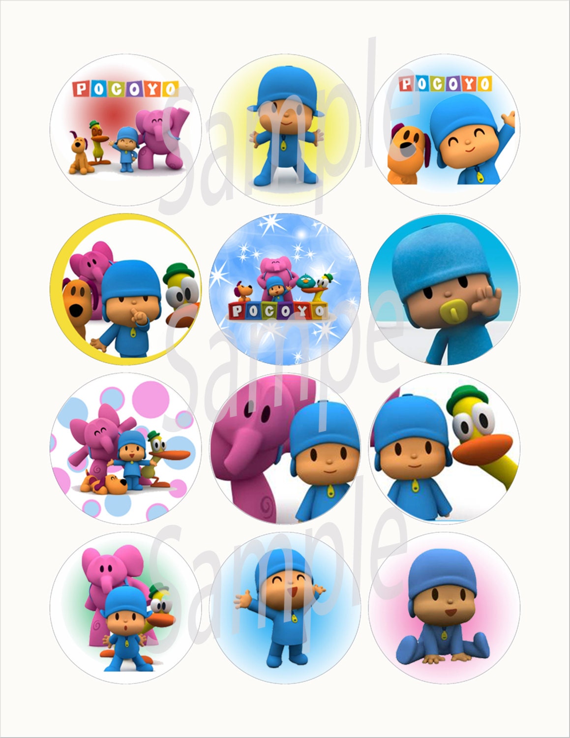 Pocoyo 2 14 Circle Stickers 12pcs Cut And Peel