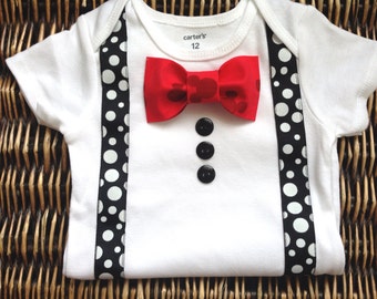 Baby Boy Mickey Mouse Birthday Outfit - Baby Boy Clothes - Red Bow Tie ...