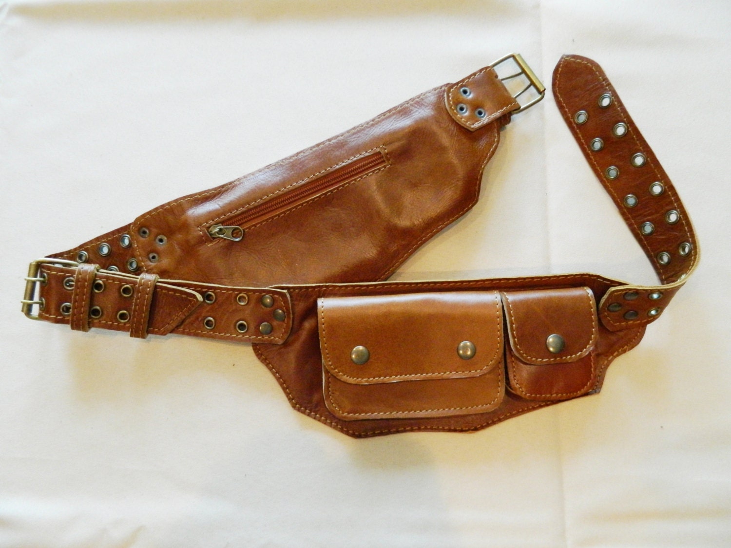 Leather Festival Pouch Utility Belt Montana by CrushObsession