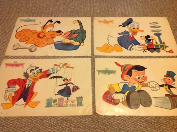 Set of 4 Vintage Disney Placemats by DeesCountryCrafts on Etsy