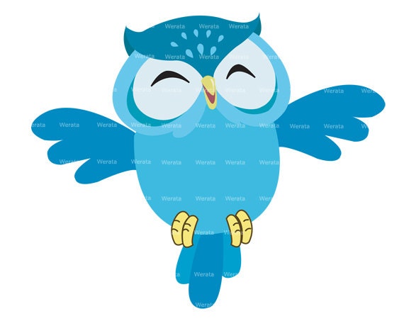 Items similar to blue owl clip art digital clipart - Owl ...