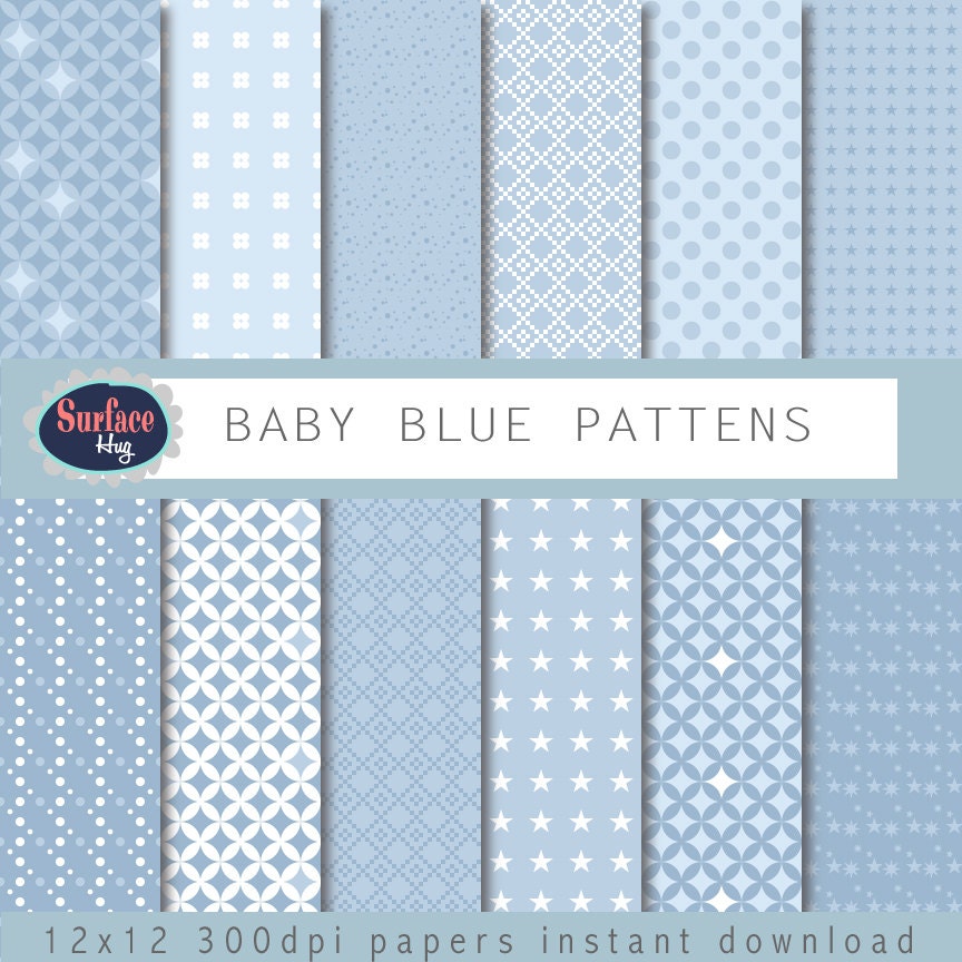 Blue Digital paper BABY BLUE Scrapbook paper blue polka dots