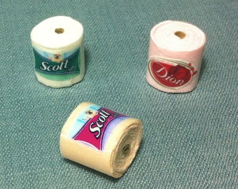 3 Rolls Toilet Papers Paper Roll Scott Miniature Bathroom Toilets Decoration Decor Display Supplies Cute Tiny Small Dollhouse Jewelry Beads