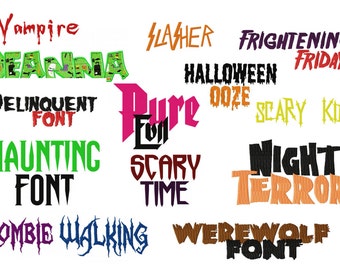 Special Buy 13 Super Spooky Halloween Machine Embroidery Font Sets for the Crazy Low Price of 4.99 in PES