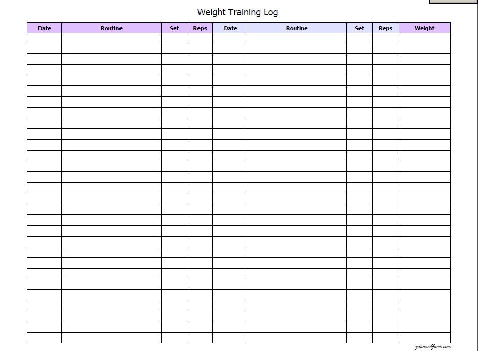 Weight Training Log \/ Fitness\/ Printable \/ Instant Download