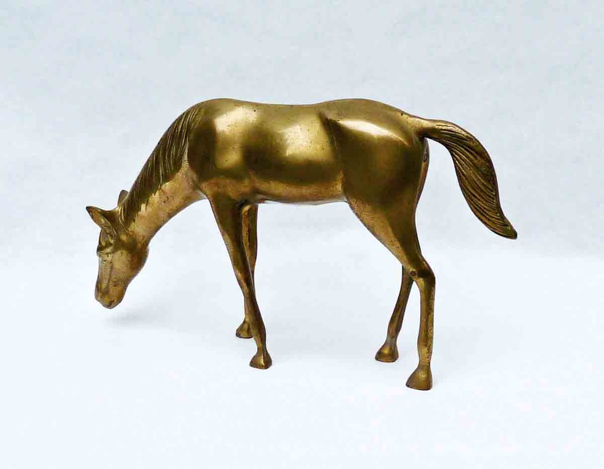 Vintage Brass Horse Large Heavy Brass Grazing by RefinedDecor