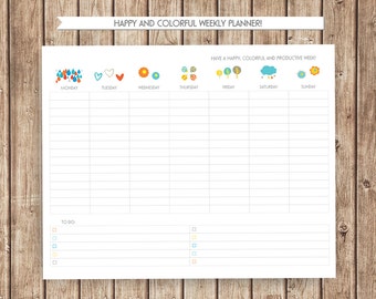 Super Cute and useful Weekly Agenda Printable PDF INSTANT