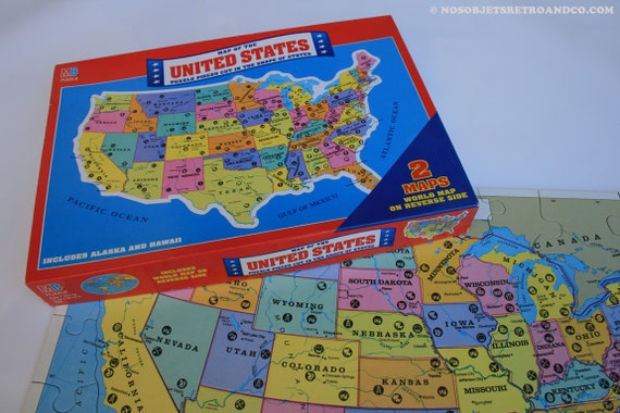 Map of the United States / World Map Puzzle by ObjetsRetroAndCo