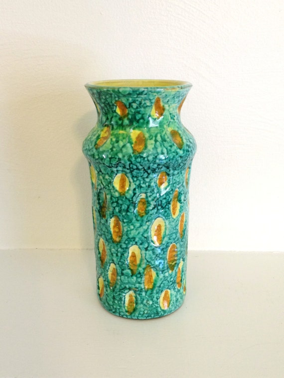 Mid Century Italian Pottery Vase by Rossini Colorful Teal