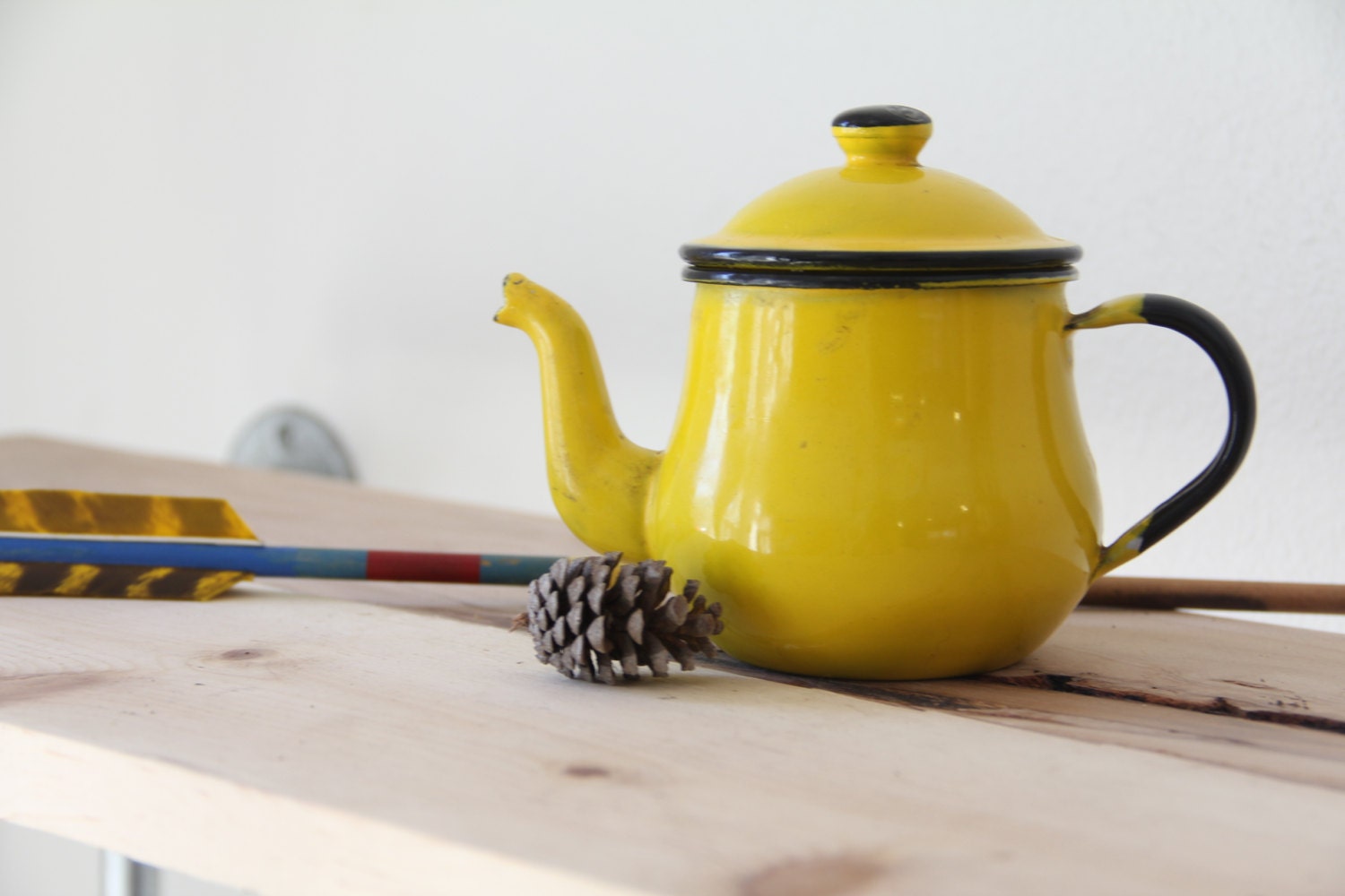Vintage Japanese Yellow Enamel Teapot by WildPoppyGoods on Etsy
