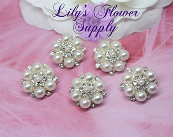 Mini Clear Rhinestone set of Five Metal Rhinestone Button