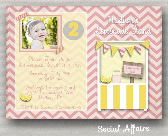Lemonade Stand Birthday Invitation - DIY Printable Invitation Il_570xn