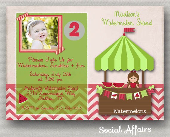 Watermelon Stand Birthday Invitation - DIY Printable Invitation Il_570xn