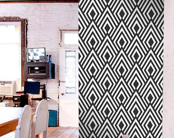 Removable self-adhesive modern vinyl Wallpaper wall sticker - Ikat pattern C004