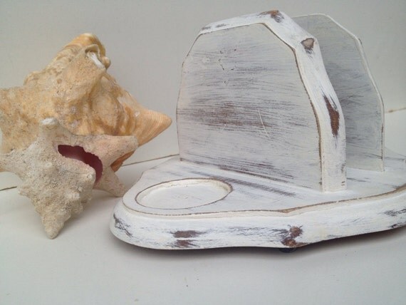 shabby chic wooden white napkin holder salt and pepper holder shabby chic wooden white napkin holder salt and pepper holder