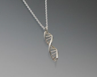 DNA necklace pendant sterling silver chain