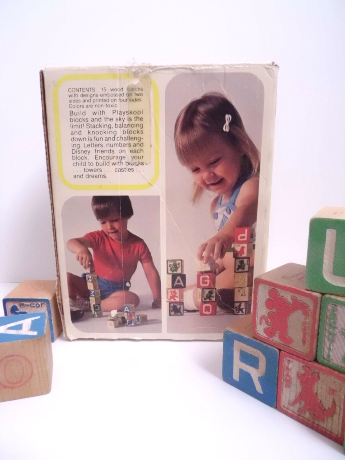 vintage playskool wooden blocks