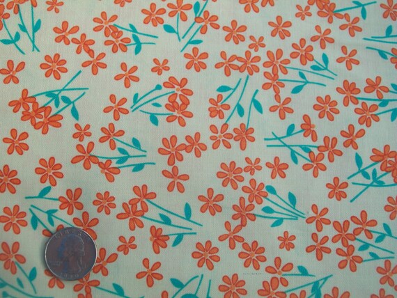 Orange And Turquoise Floral Cotton Fabric By The By Fabricsbydad