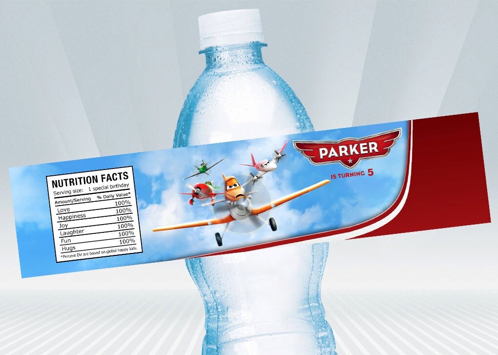 Disney Planes Water Bottle Label