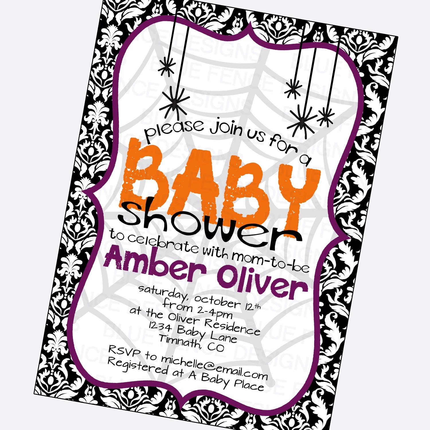 halloween baby shower invitation halloween by BlueFenceDesigns
