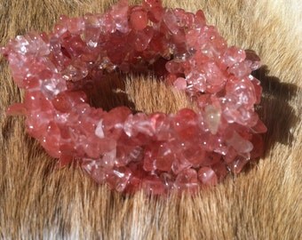 Natural cherry quartz tumbled stone braclet