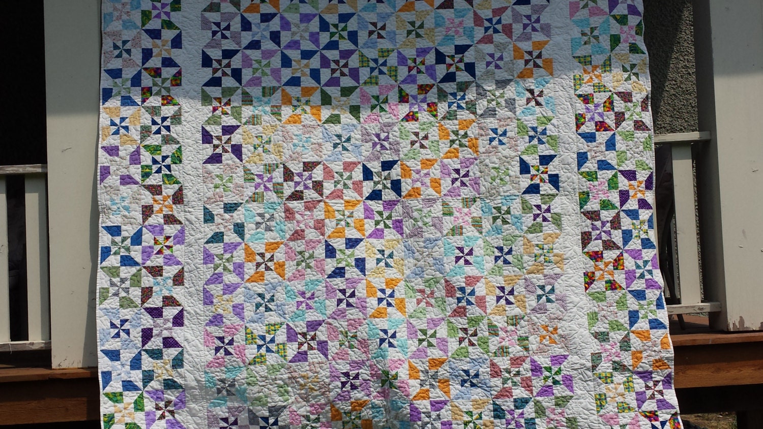 Double Pinwheel Quilt Multi Colors King Size