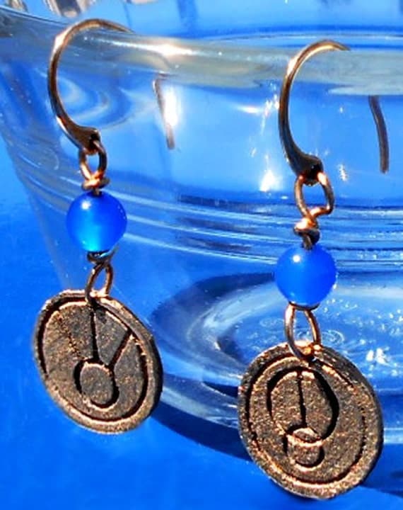 Custom Bronze Circular Gallifreyan Earrings - Your initials in Gallifreyan