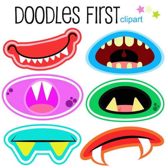 Monster Mouths Clipart Digital Clip Art for Scrapbooking Card
