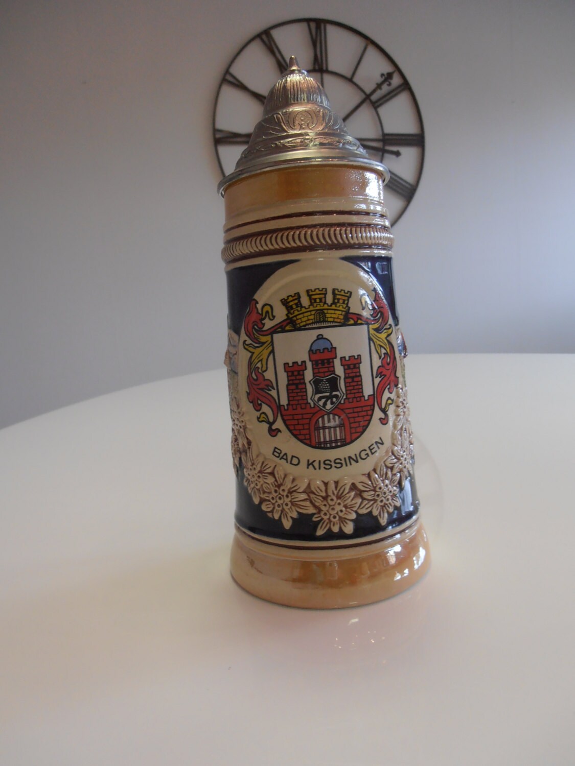 W. Germany Lidded Ceramic Beer Stein SALE