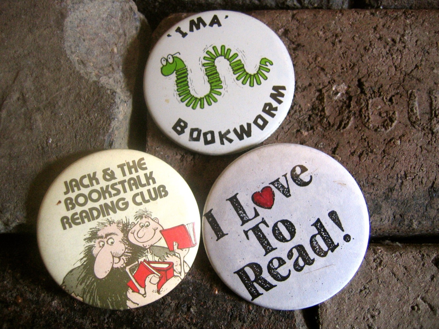 Vintage Button Pins Lot of 3