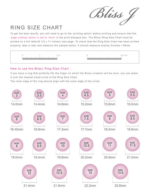 blissj ring size chart for free by blissjjewellery on etsy