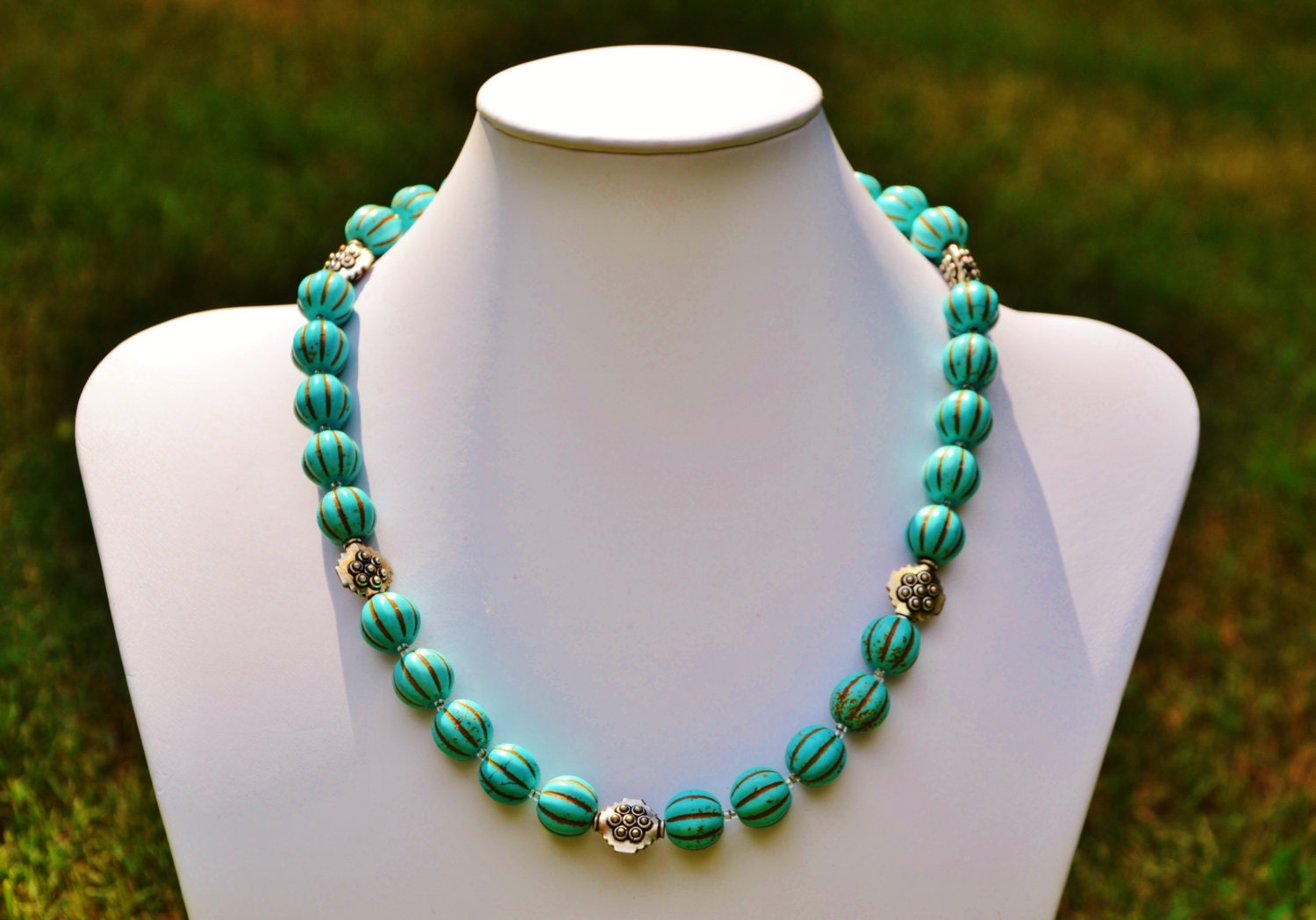 Turquoise Blue Necklace Tiffany Blue Necklace by PinkRosesDesign