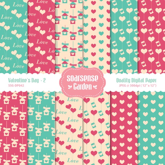 Valentine's Day Digital Papers 2 by SSGARDEN on Etsy