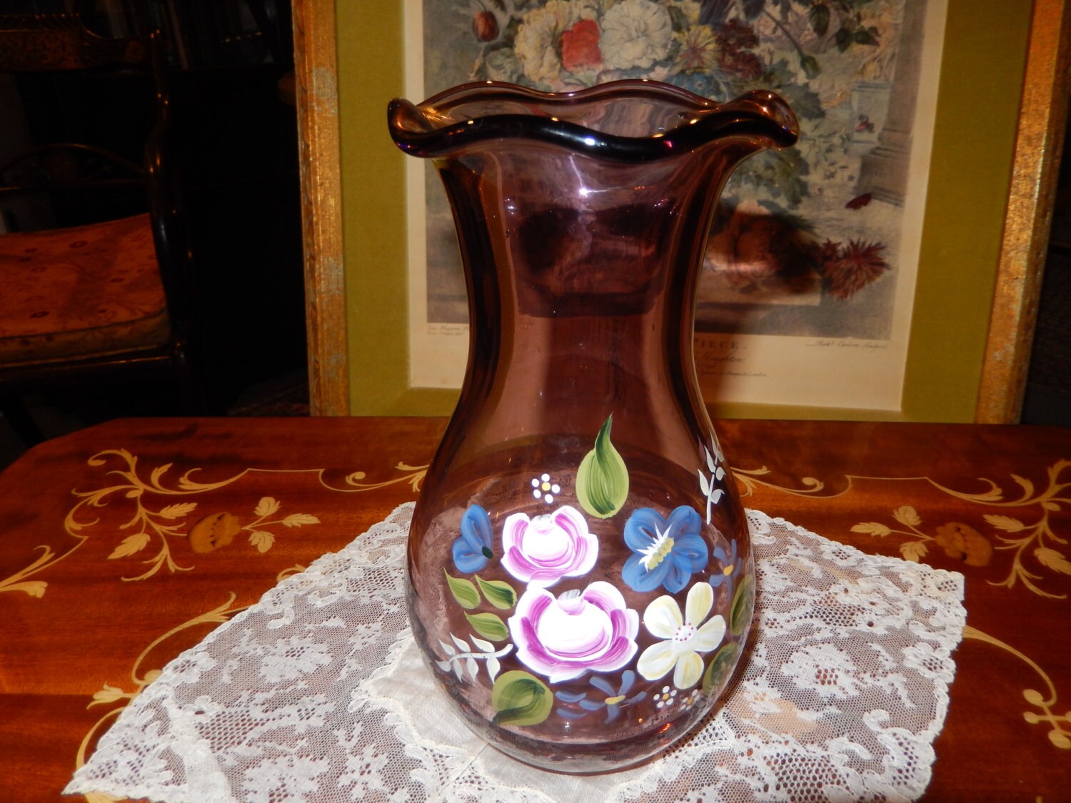 FENTON PURPLE GLASS Vase by SevenPeaksAntiques on Etsy