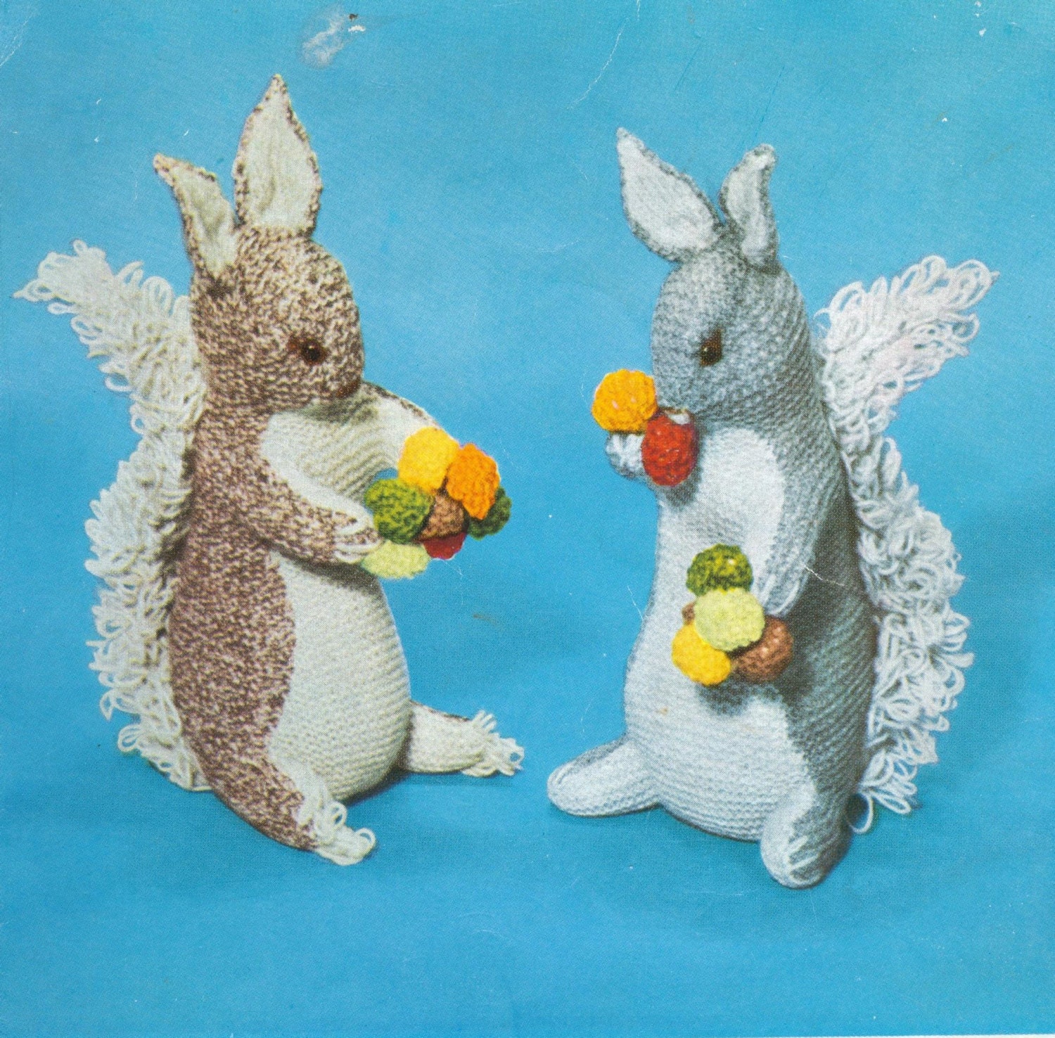 Squirrels vintage toy knitting pattern PDF instant download