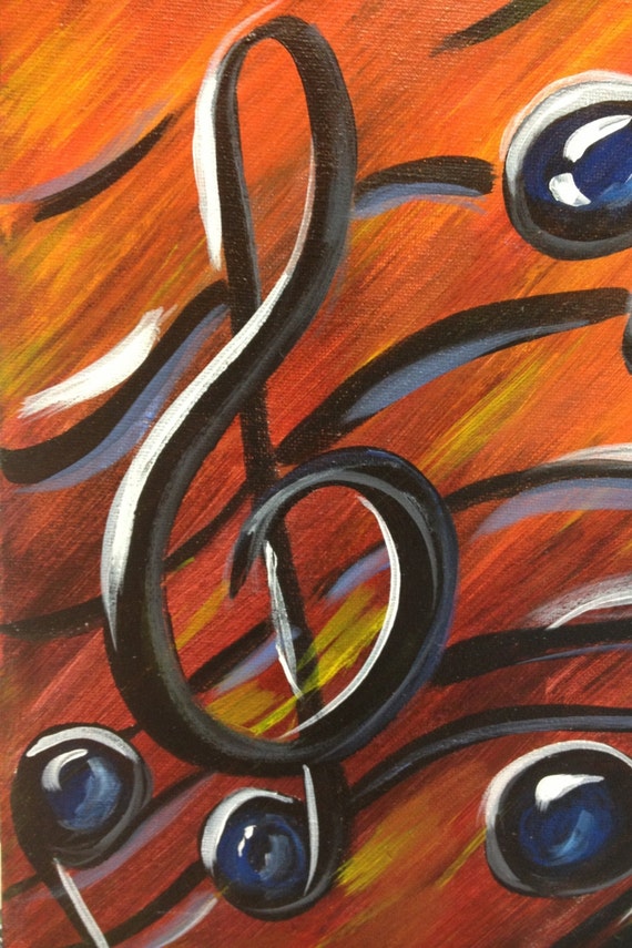 Music Notes 9x12 Acrylic Painting Perfect Painting for Music