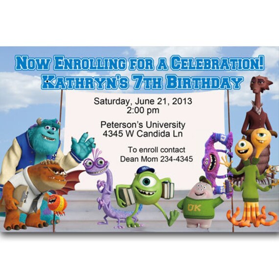 Monsters University Party Invitations 5