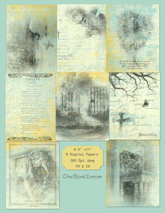 Halloween Book Of Shadows 8.5" x 11" inch paper pack instant #download digital paper printable digital collage sheet