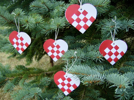 Items similar to Danish Mini Woven Heart Christmas Ornaments or Nordic ...