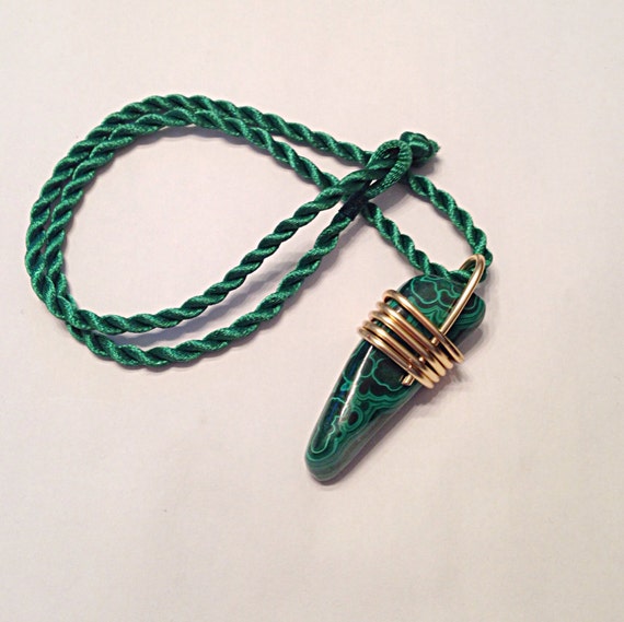 Natural Top-Grade Malachite Spike Pendant by SoteloStones on Etsy
