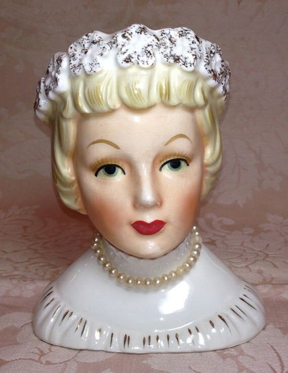 VINTAGE Head VASE Napco C3205A 1958 Bridal by FabulousAssets