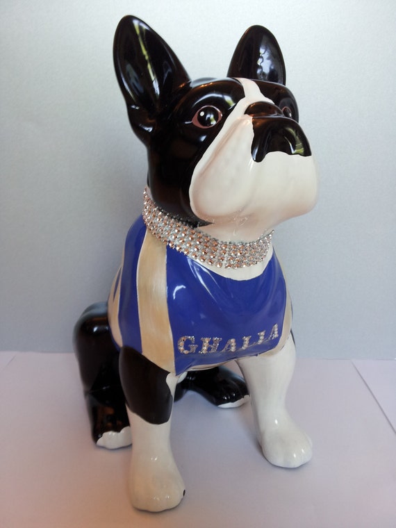 white ceramic bulldog statue