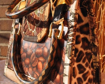 COFFEE PURSE Coffee Handbag Coffee DECOR Coffee Shop Decor Coffee Bean Bags Coffee Beans handbag brown coffee Purse designer purse giraffe