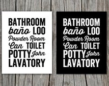 Unique bathroom word art related items | Etsy