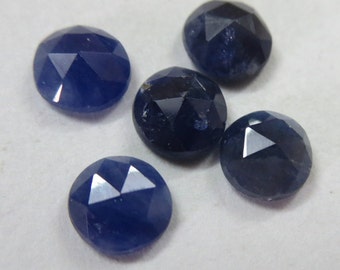 rose cut 6 mm round 5 pcs lots NATURAL genuine blue SAPPHIRE AA quality top rose cut gemstone.....