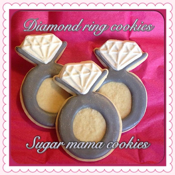 Items similar to One Dozen Diamond Ring Cookies on Etsy
