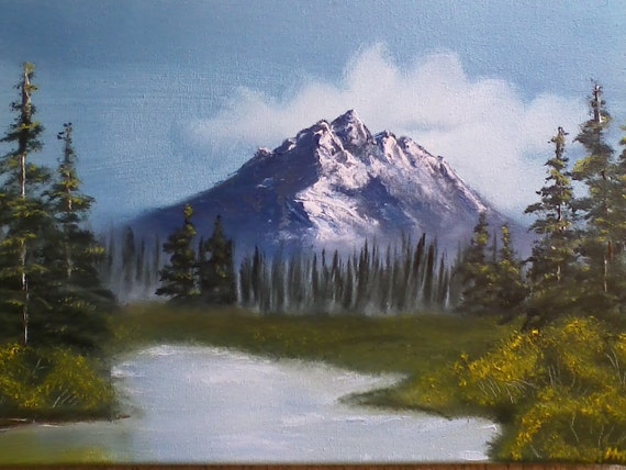 Majestic Mountain Scene Oil Painting on Canvas 12x16 by BrushCrush